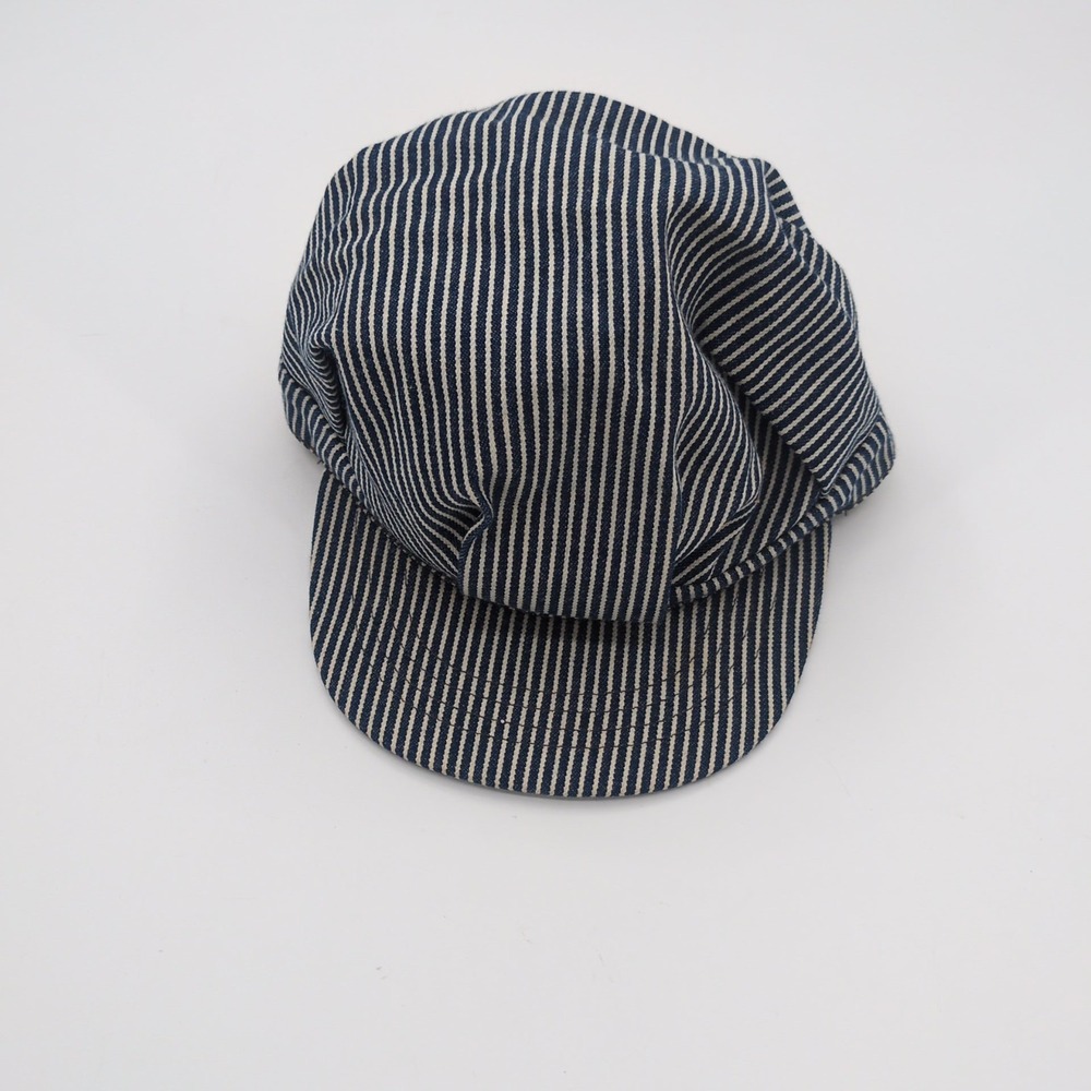 Made In USA Striped Painter Train Conductor Hat Size Small Unisex White Blue